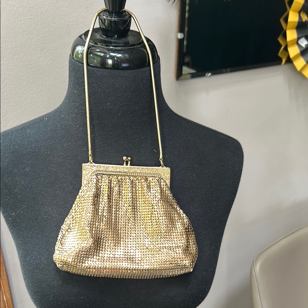 Gold Chainmail Clutch with Kiss-Lock Closure